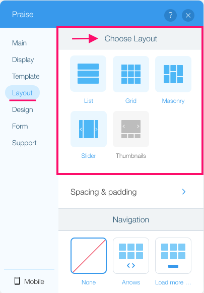 Choose layout – Praise Help Center